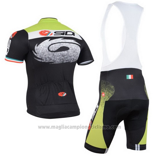 2015 Abbigliamento Ciclismo Castelli SIDI Nero e Verde Manica Corta e Salopette